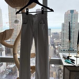 Zara White Denim Jeans with Silver Stud Detail